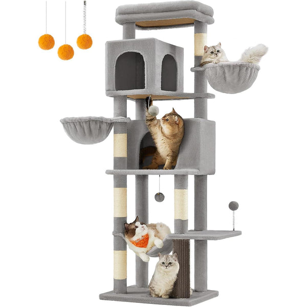 Feandrea nagy macskafa, 175 cm magas macskatorony szürke színben-VASBÚTOR