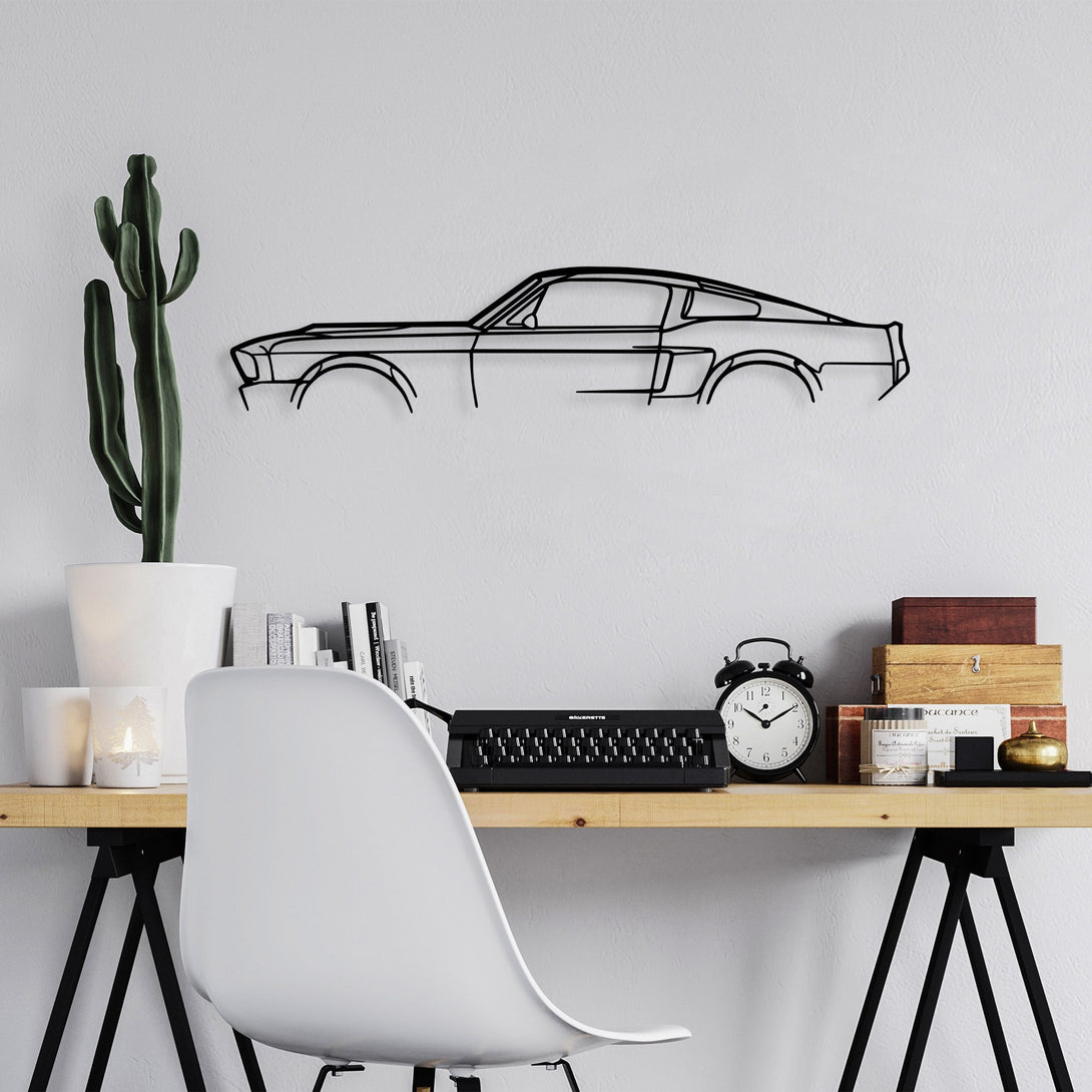 Fém fali dekoráció, 1967 Ford Mustang Shelby GT500 Silhouette-VASBÚTOR