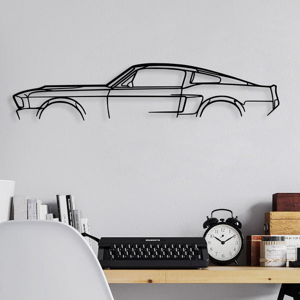 Fém fali dekoráció, 1967 Ford Mustang Shelby GT500 Silhouette-VASBÚTOR