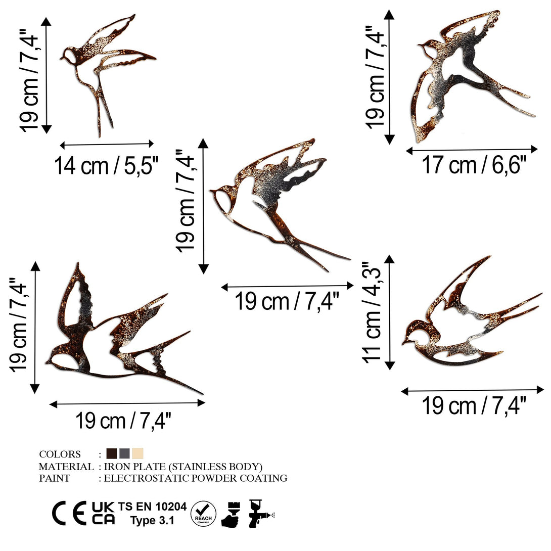 Fém fali dekoráció, Birds-2-VASBÚTOR