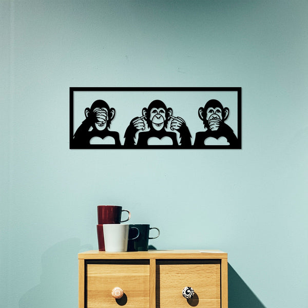 Fém fali dekoráció Három majom-VASBÚTOR
