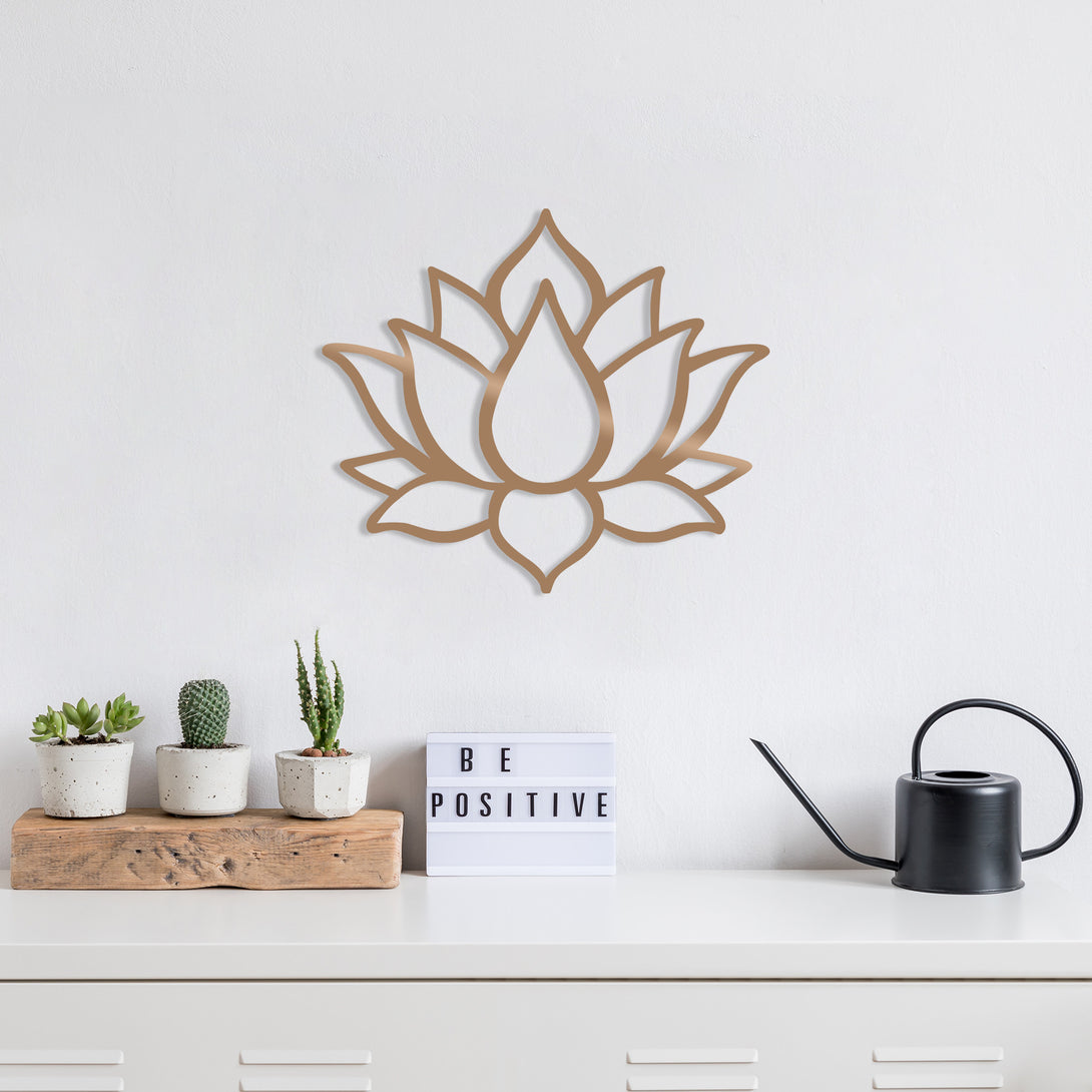 Fém fali dekoráció, Lotus Flower 1 - Copper-VASBÚTOR