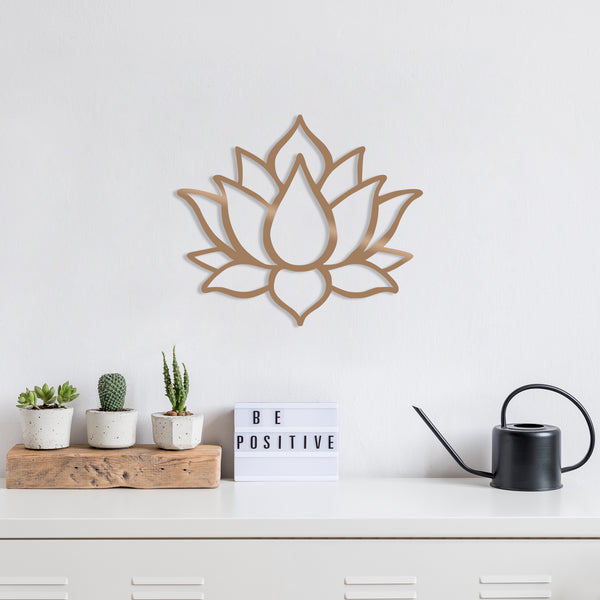 Fém fali dekoráció, Lotus Flower 1 - Copper-VASBÚTOR