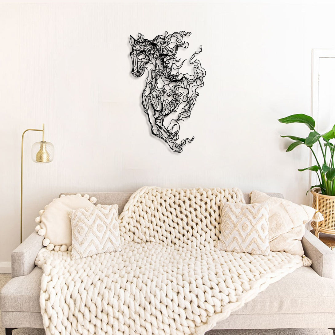 Fém fali dekoráció, Metal Horse Line Art - APT724-VASBÚTOR