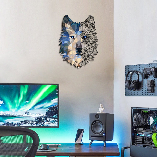 Fém fali dekoráció, Metal Wolf Wall Art - APT721-VASBÚTOR