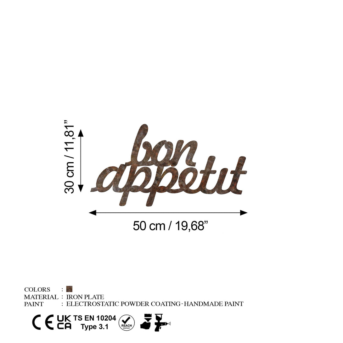 Fém fali dekoráció, Rusty Bon Appetit-VASBÚTOR