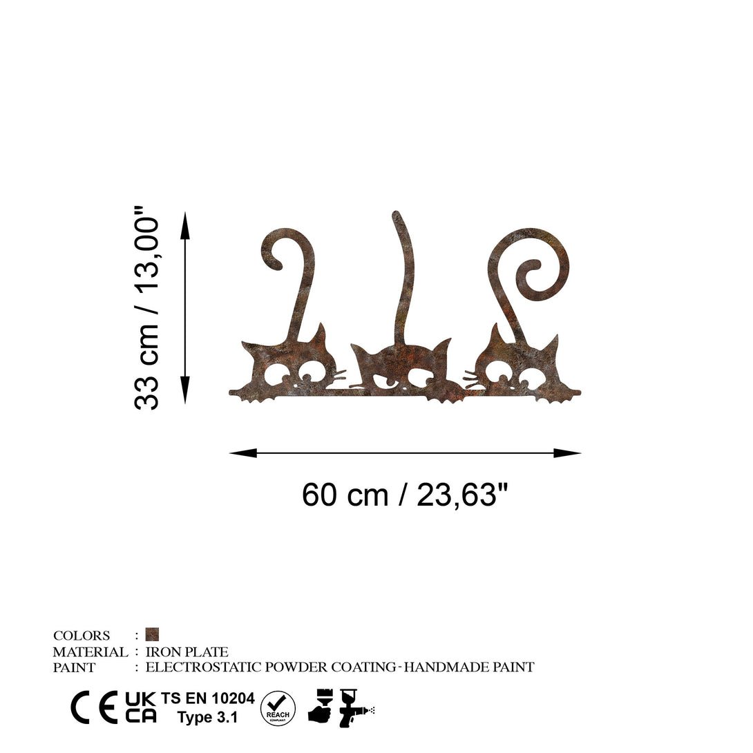Fém fali dekoráció, Rusty Cats 1-VASBÚTOR