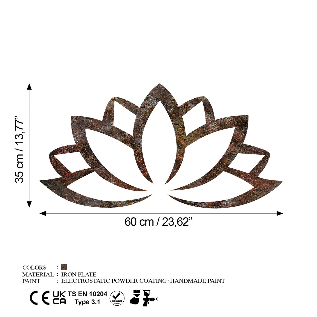 Fém fali dekoráció, Rusty Lotus-VASBÚTOR