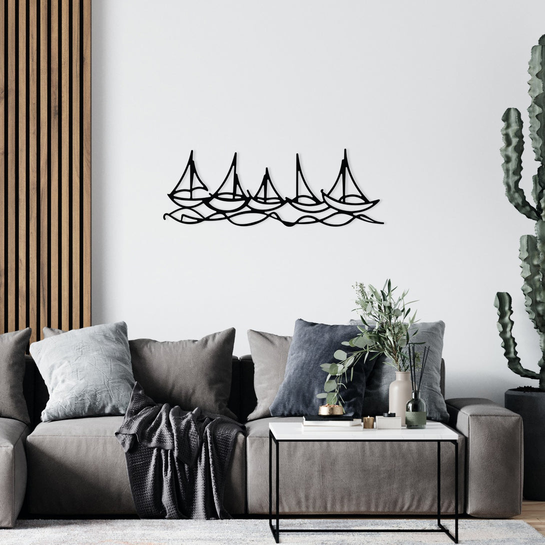 Fém fali dekoráció, Ships In Water-VASBÚTOR