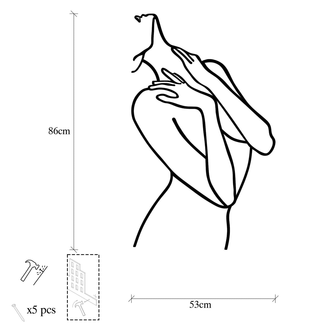 Fém fali dekoráció, Woman Lines-VASBÚTOR