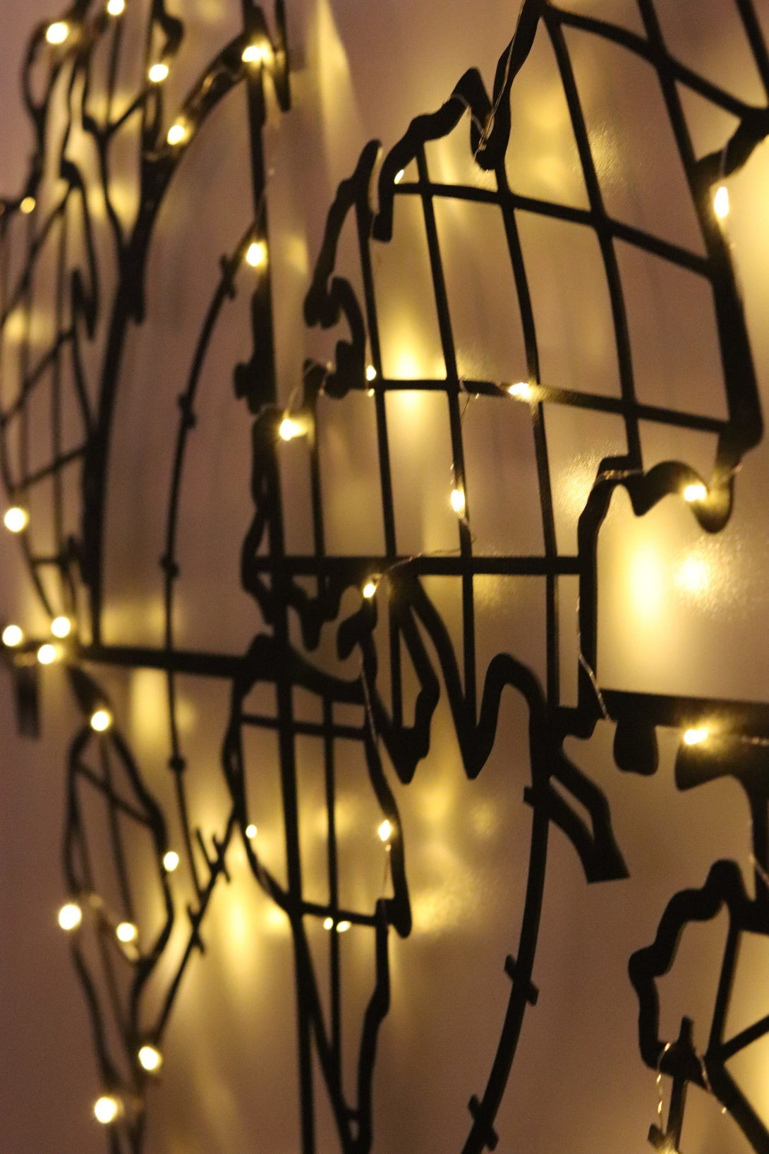 Fém fali dekoráció, World Map Compass Led - Fekete-VASBÚTOR