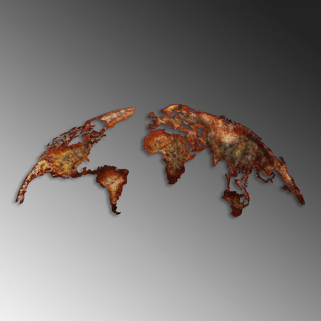 Fém fali dekoráció, World Map Medium - 1-VASBÚTOR