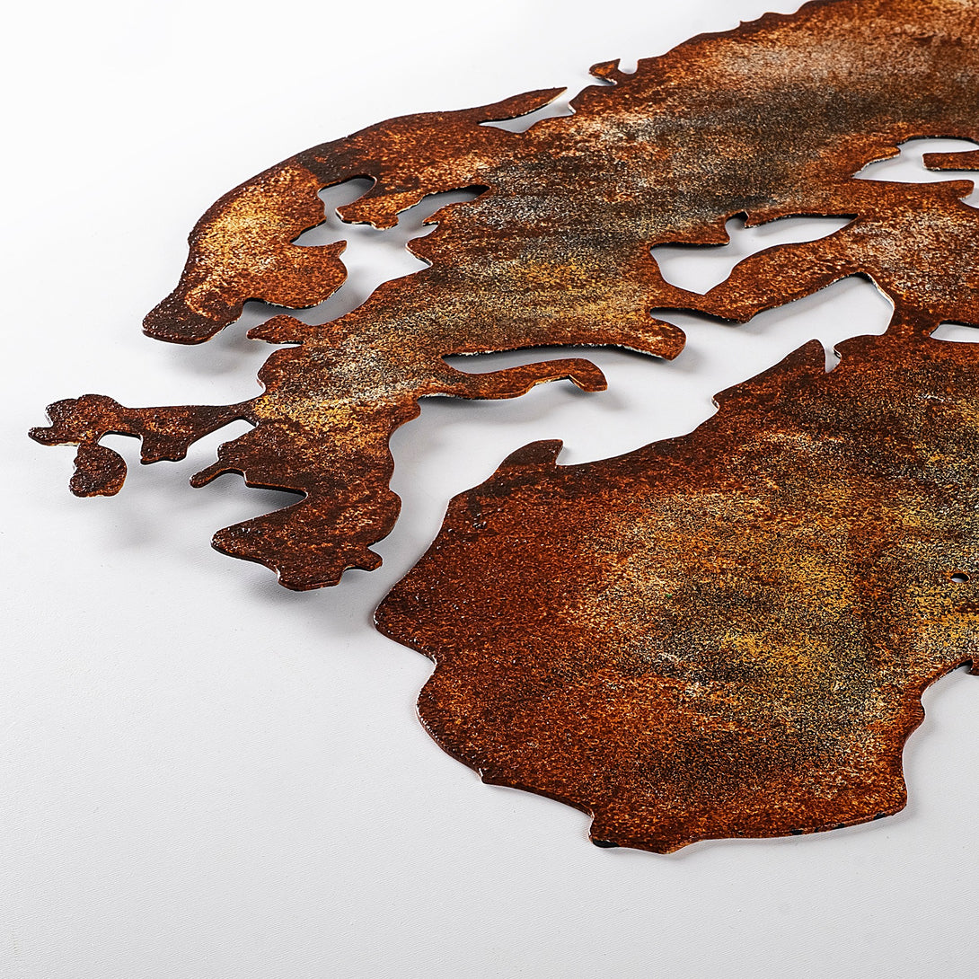 Fém fali dekoráció, World Map Medium - 1-VASBÚTOR