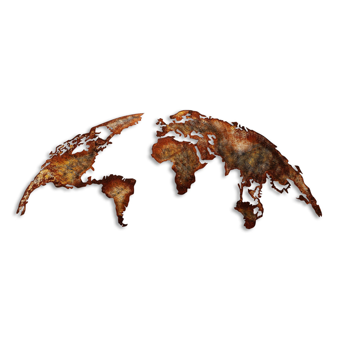 Fém fali dekoráció, World Map Medium - 1-VASBÚTOR