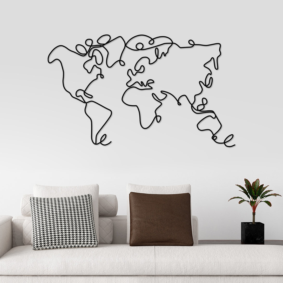 Fém fali dekoráció, World Map-VASBÚTOR