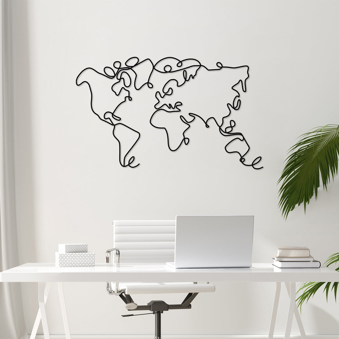 Fém fali dekoráció, World Map-VASBÚTOR