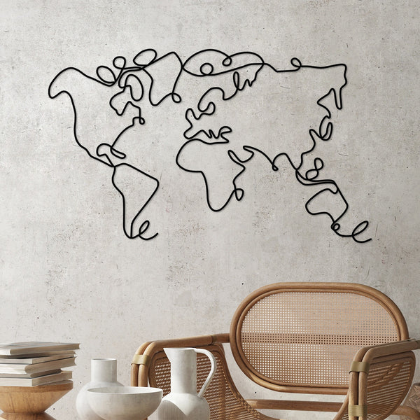 Fém fali dekoráció, World Map-VASBÚTOR