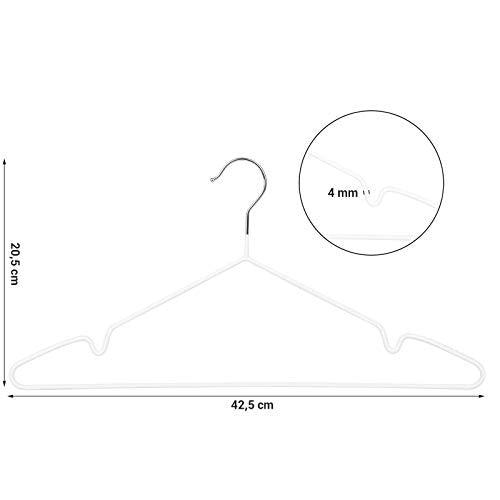 Fém fogasok, 20 csomag csúszásmentes ruhafogas, 0,4 cm vastag, fehér-VASBÚTOR