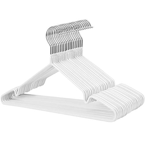 Fém fogasok, 20 csomag csúszásmentes ruhafogas, 0,4 cm vastag, fehér-VASBÚTOR