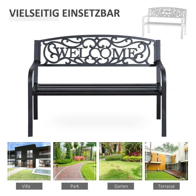 Fém kerti pad 2 személyes 127 x 60 x 87 cm-VASBÚTOR