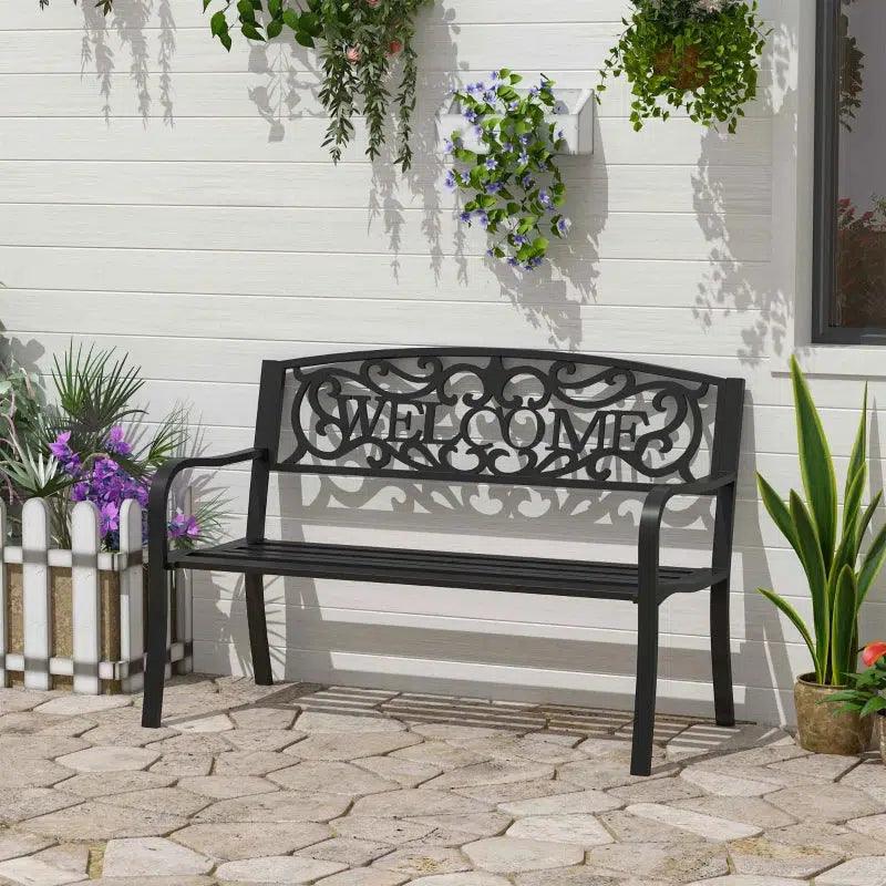 Fém kerti pad 2 személyes 127 x 60 x 87 cm-VASBÚTOR