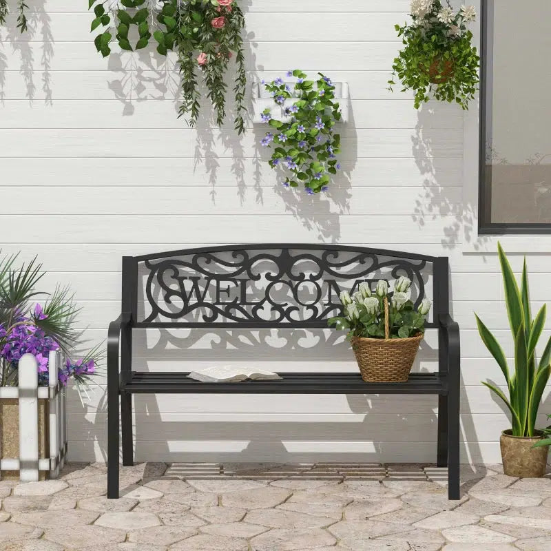 Fém kerti pad 2 személyes 127 x 60 x 87 cm-VASBÚTOR