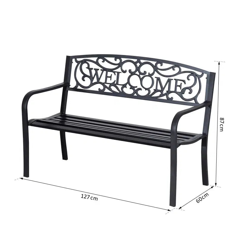Fém kerti pad 2 személyes 127 x 60 x 87 cm-VASBÚTOR