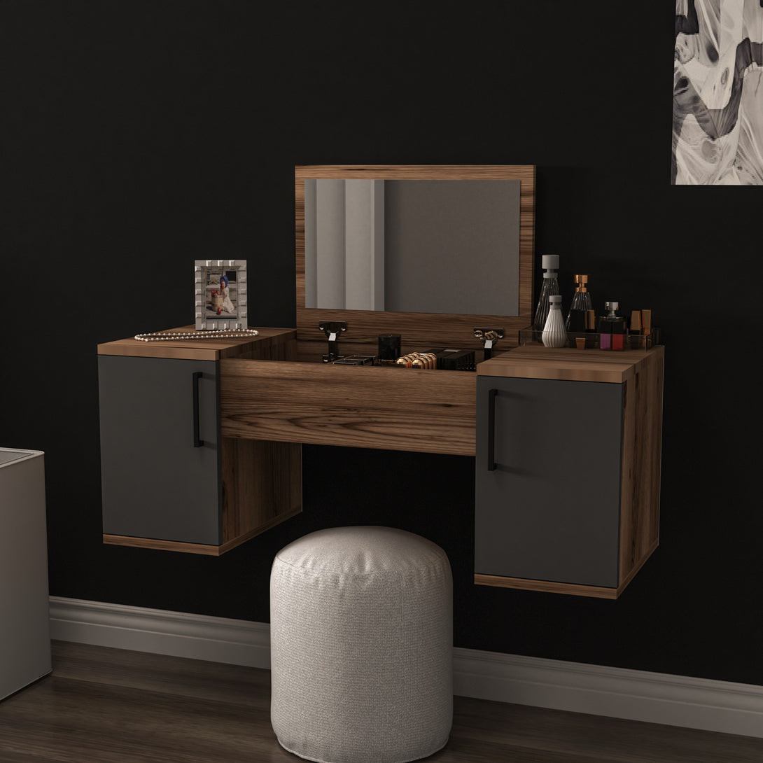 Fésülködő asztal Mercan - Light Walnut, Anthracite-VASBÚTOR
