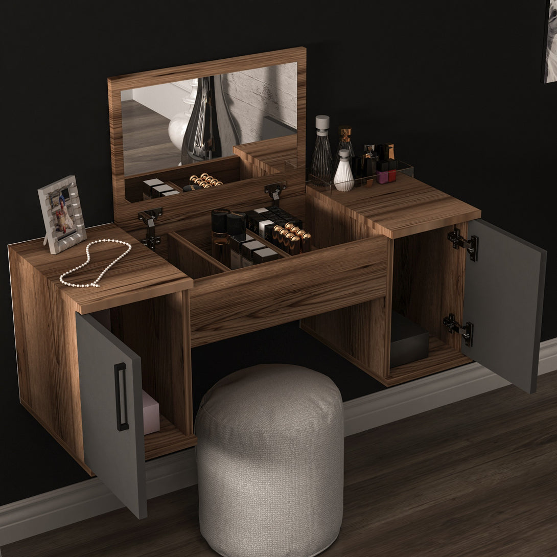 Fésülködő asztal Mercan - Light Walnut, Anthracite-VASBÚTOR