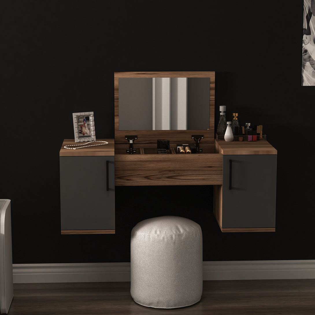 Fésülködő asztal Mercan - Light Walnut, Anthracite-VASBÚTOR
