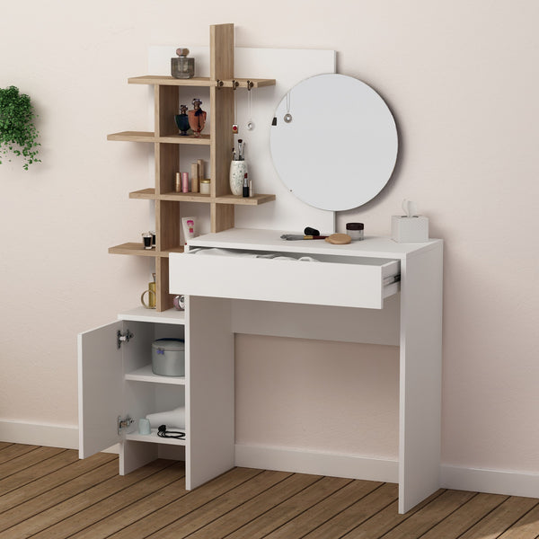 Fésülködő asztal Mup - White, Oak-VASBÚTOR