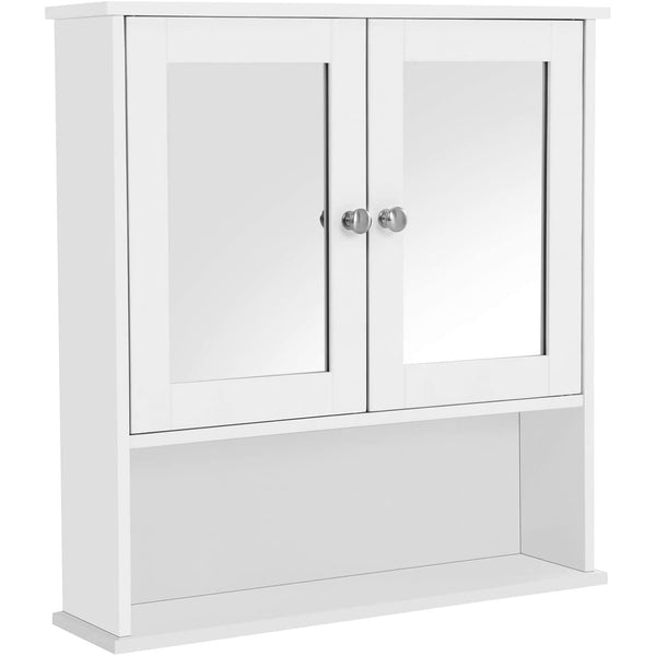 Fürdőszoba szekrény, dupla tükörajtós mosdó szekrény 56 x 13 x 58 cm-VASBÚTOR