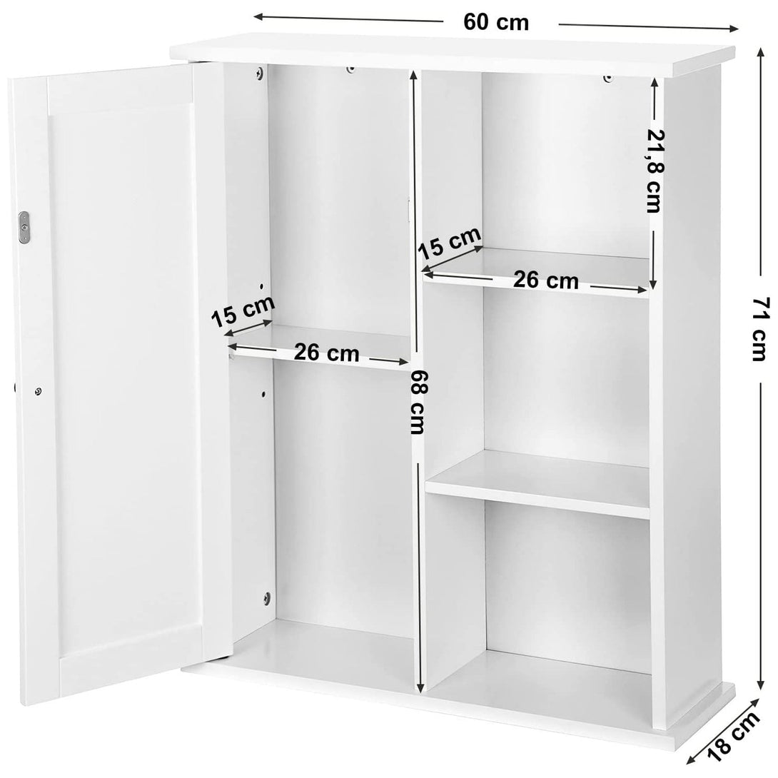 Fürdőszoba szekrény fali tároló, függesztett sarokpolc 60 x 18 x 71 cm-VASBÚTOR