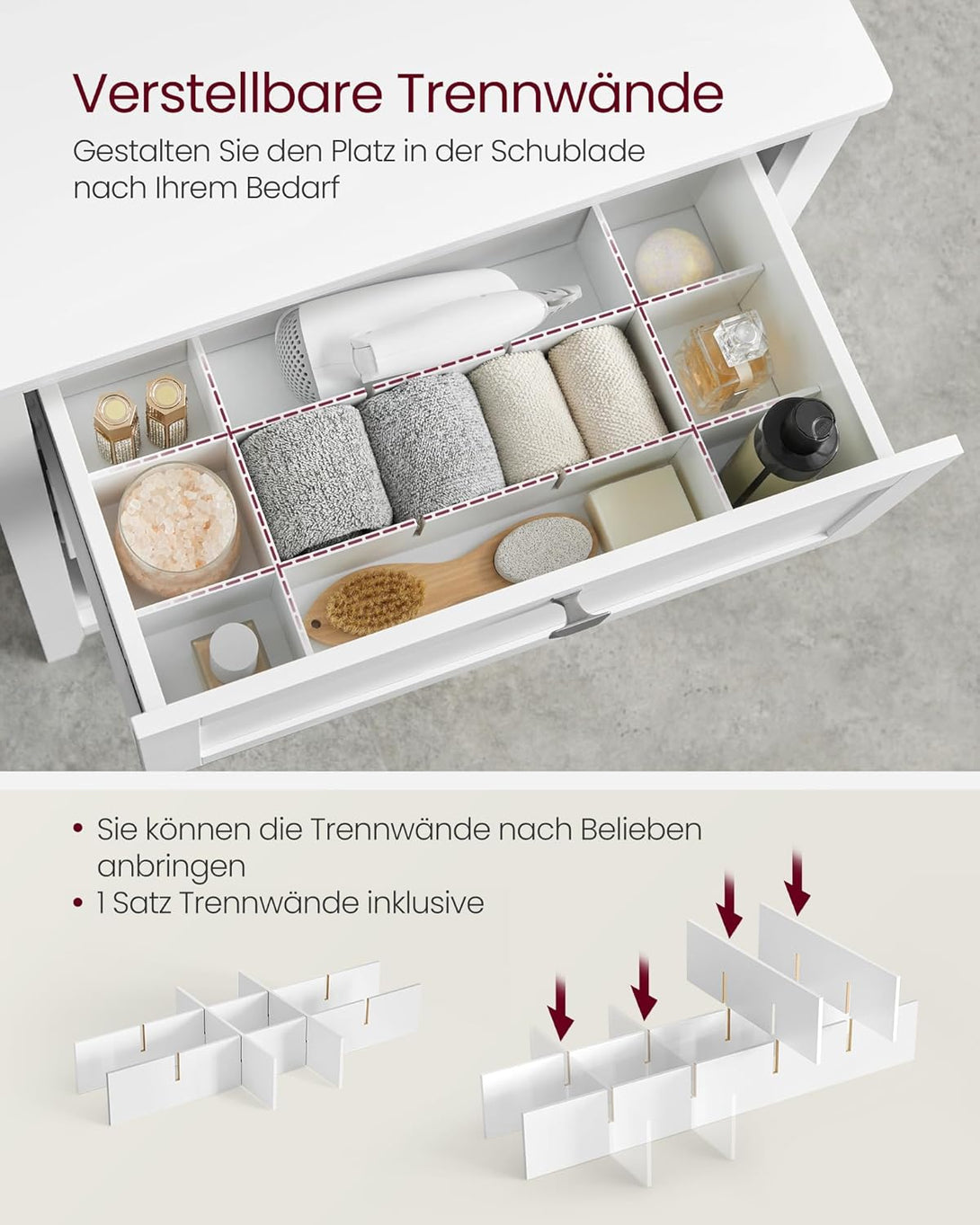 Fürdőszobai szekrény 2 fiókkal 30 × 60 × 80 cm, fehér-VASBÚTOR