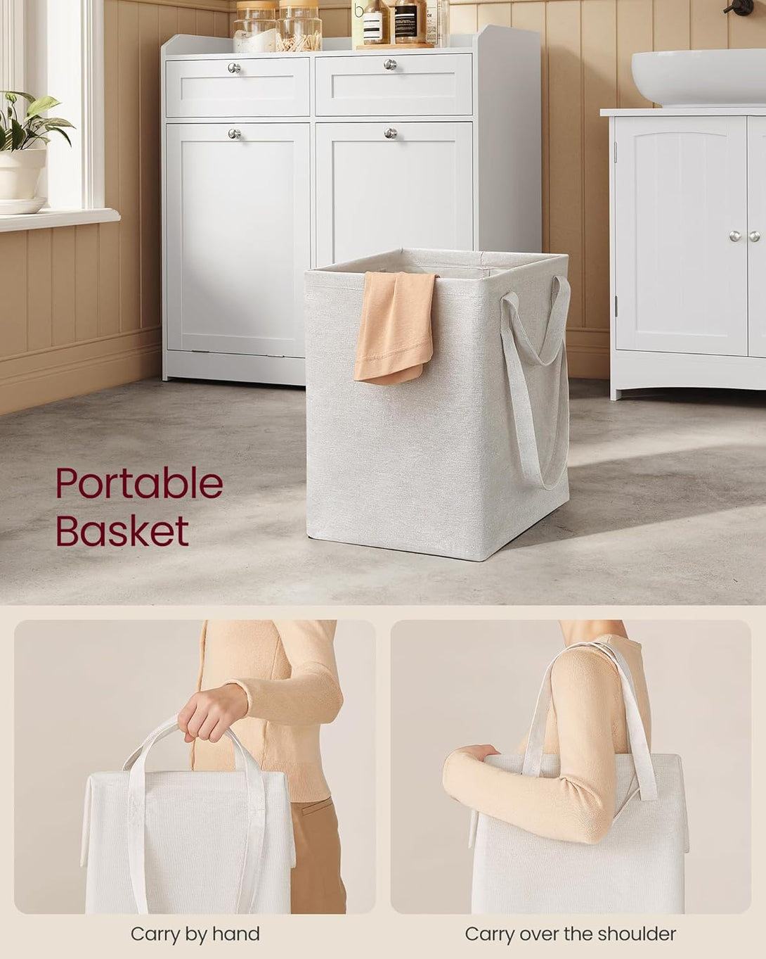 Fürdőszobai szekrény szennyeskosarakkal 40×78,9×80,2 cm, felhőfehér színben-VASBÚTOR