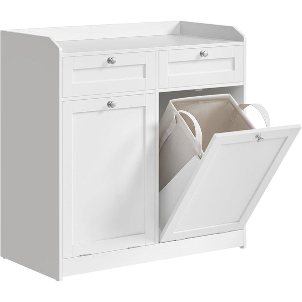 Fürdőszobai szekrény szennyeskosarakkal 40×78,9×80,2 cm, felhőfehér színben-VASBÚTOR