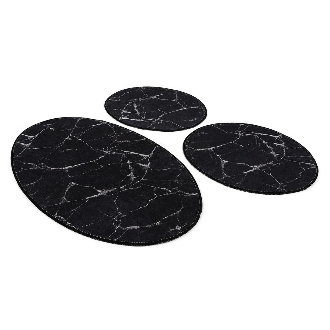 Fürdőszobaszőnyeg Szett (3 db) Marble - Fekete-VASBÚTOR