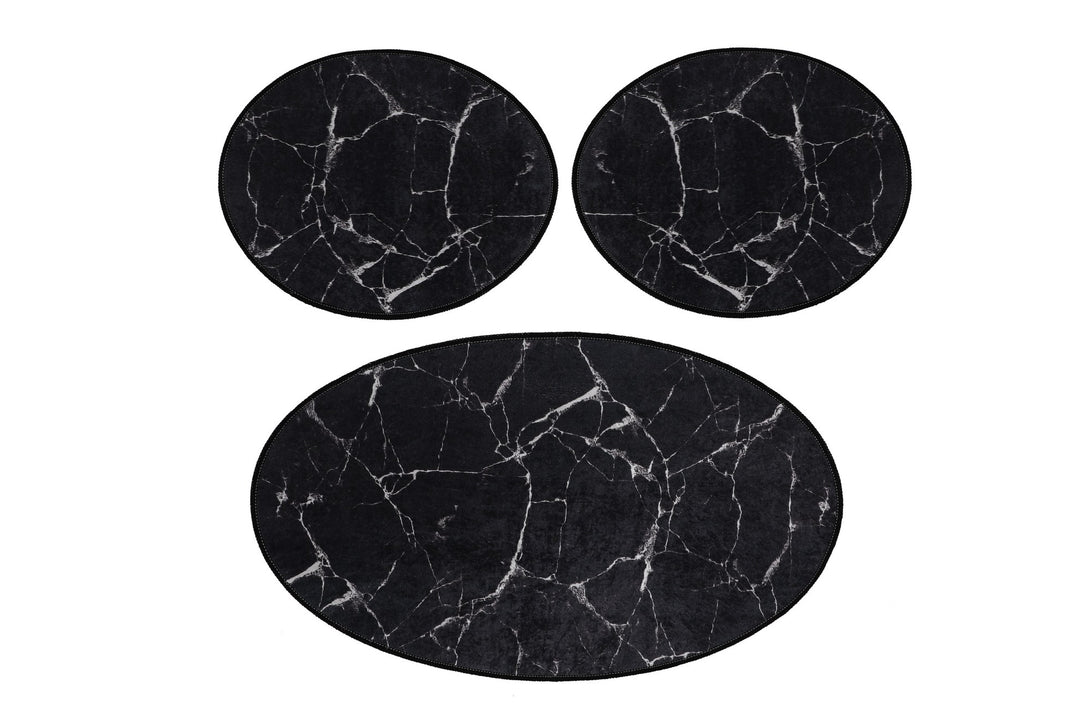Fürdőszobaszőnyeg Szett (3 db) Marble - Fekete-VASBÚTOR