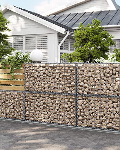Gabion kosár, Fém kőkosár 5 x 10 cm-es hálómérettel falikövekhez, horganyzott, kő gabion fal, 100 x 50 x 50 cm, ezüst-VASBÚTOR