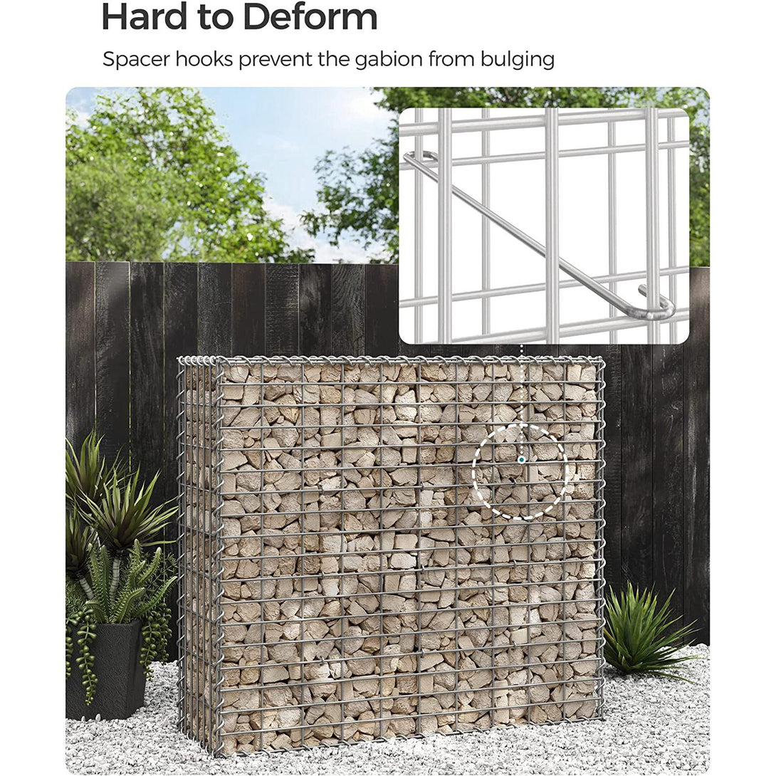 Gabion kosár, kerti dekor válaszfal, 100 x 95 x 30 cm, ezüst-VASBÚTOR