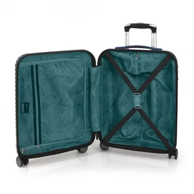 Gabol Quartz kabinbőrönd, S méret, 40 x 55 x 20 cm, 4 kerék, kék (Outlet)-VASBÚTOR