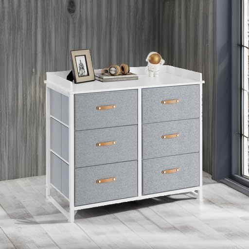 Gyerek komód 6 fiókkal, tárolószekrény gyerekszobába 44 x 46,5 x 23 cm szürke-VASBÚTOR