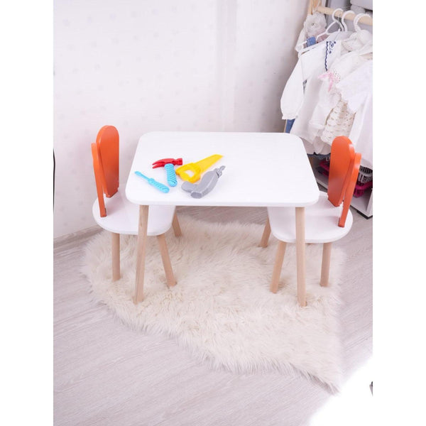 Gyerekasztal székekkel Bunny One Chair Set - Orange, White-VASBÚTOR