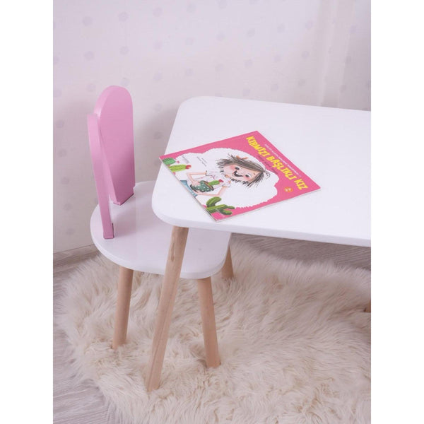 Gyerekasztal székekkel Bunny One Chair Set - Pink, White-VASBÚTOR