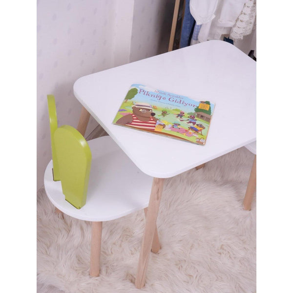 Gyerekasztal székekkel Bunny One Chair Set - Pistachio Green, White-VASBÚTOR