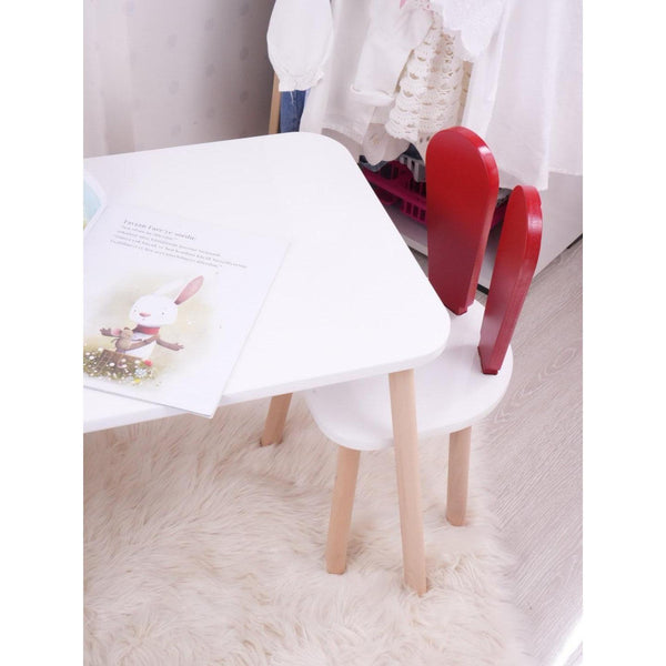 Gyerekasztal székekkel Bunny One Chair Set - Red, White-VASBÚTOR