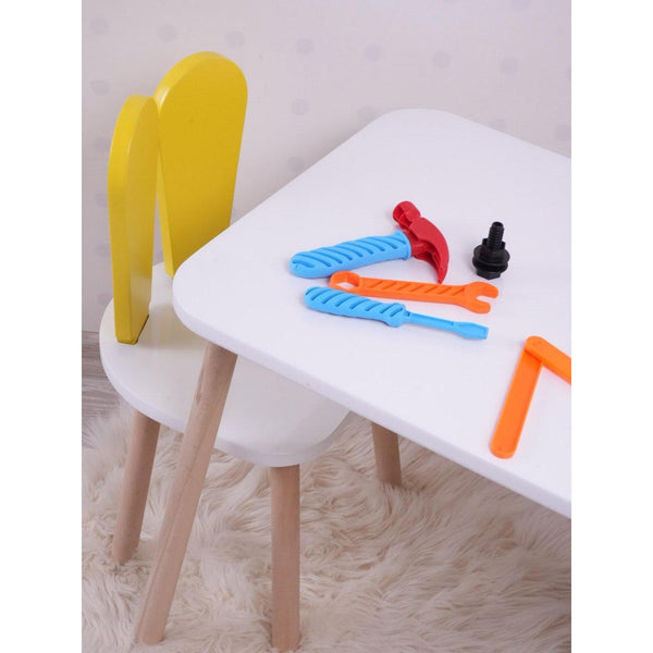 Gyerekasztal székekkel Bunny One Chair Set - Yellow, White-VASBÚTOR