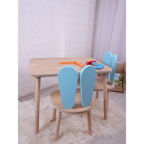 Gyerekasztal székekkel Bunny Two Chair Set - Baby Blue, Brown-VASBÚTOR