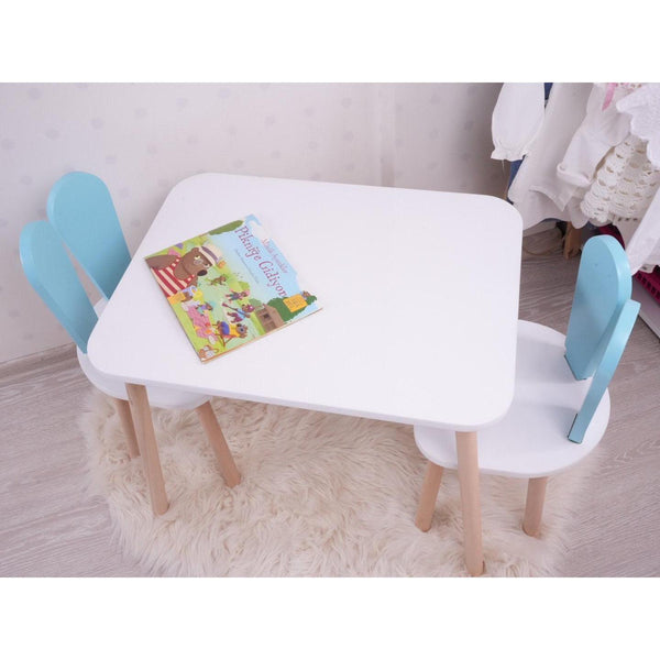 Gyerekasztal székekkel Bunny Two Chair Set - Baby Blue, White-VASBÚTOR