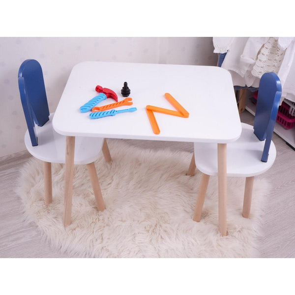 Gyerekasztal székekkel Bunny Two Chair Set - Blue, White-VASBÚTOR